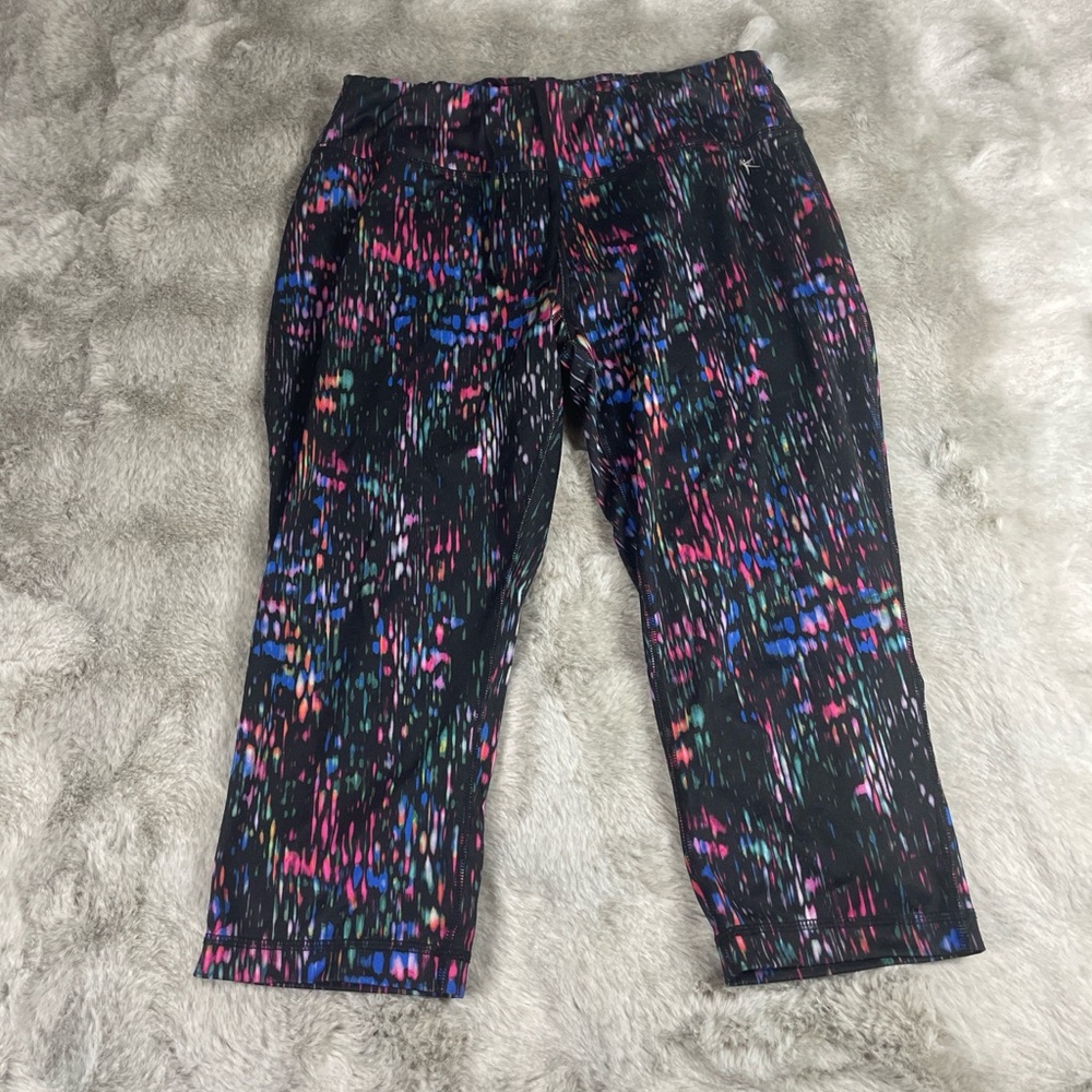 Danskin Now Womens Dri-More Capri Leggings Multicolor Abstract Streak-0691 - Picture 1 of 7